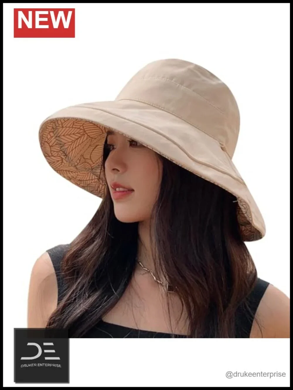 Wide Brim Wired Edge Sun Hat Reversible Foldable UV Protection Bucket Hat